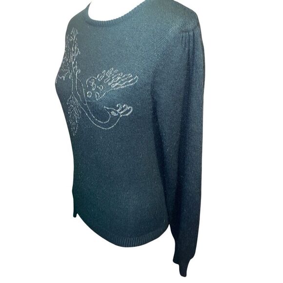 Jonathon Logan Vintage 1960’s/70’s Black Silver Metallic Embroidered Peacock Des - Picture 6 of 11